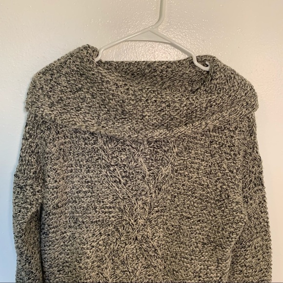 The Limited Cowl Neck Sweater Tan Black Cable Knit - Picture 4 of 12